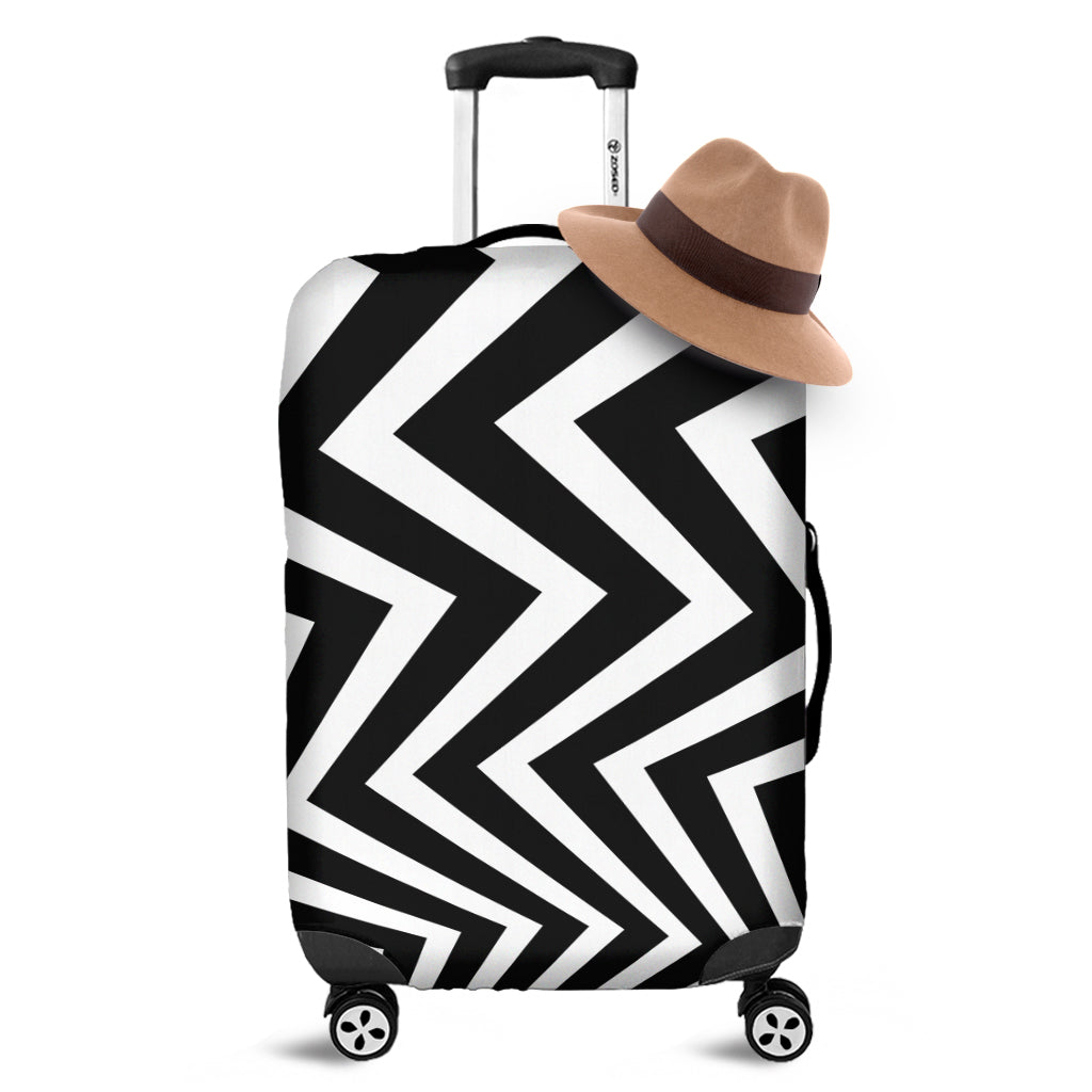 Black And White Zigzag Dazzle Print Luggage Cover