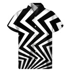 Black And White Zigzag Dazzle Print Men's Short Sleeve Shirt