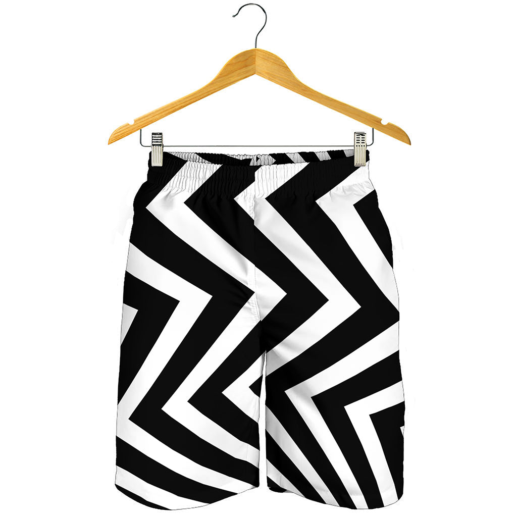 Black And White Zigzag Dazzle Print Men's Shorts