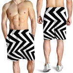 Black And White Zigzag Dazzle Print Men's Shorts