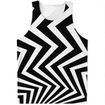 Black And White Zigzag Dazzle Print Men's Tank Top
