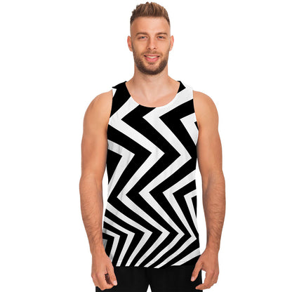 Black And White Zigzag Dazzle Print Men's Tank Top