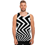 Black And White Zigzag Dazzle Print Men's Tank Top