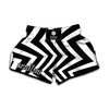 Black And White Zigzag Dazzle Print Muay Thai Boxing Shorts