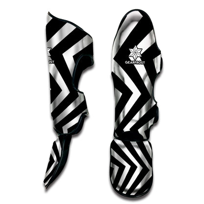 Black And White Zigzag Dazzle Print Muay Thai Shin Guard