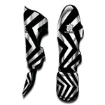 Black And White Zigzag Dazzle Print Muay Thai Shin Guard