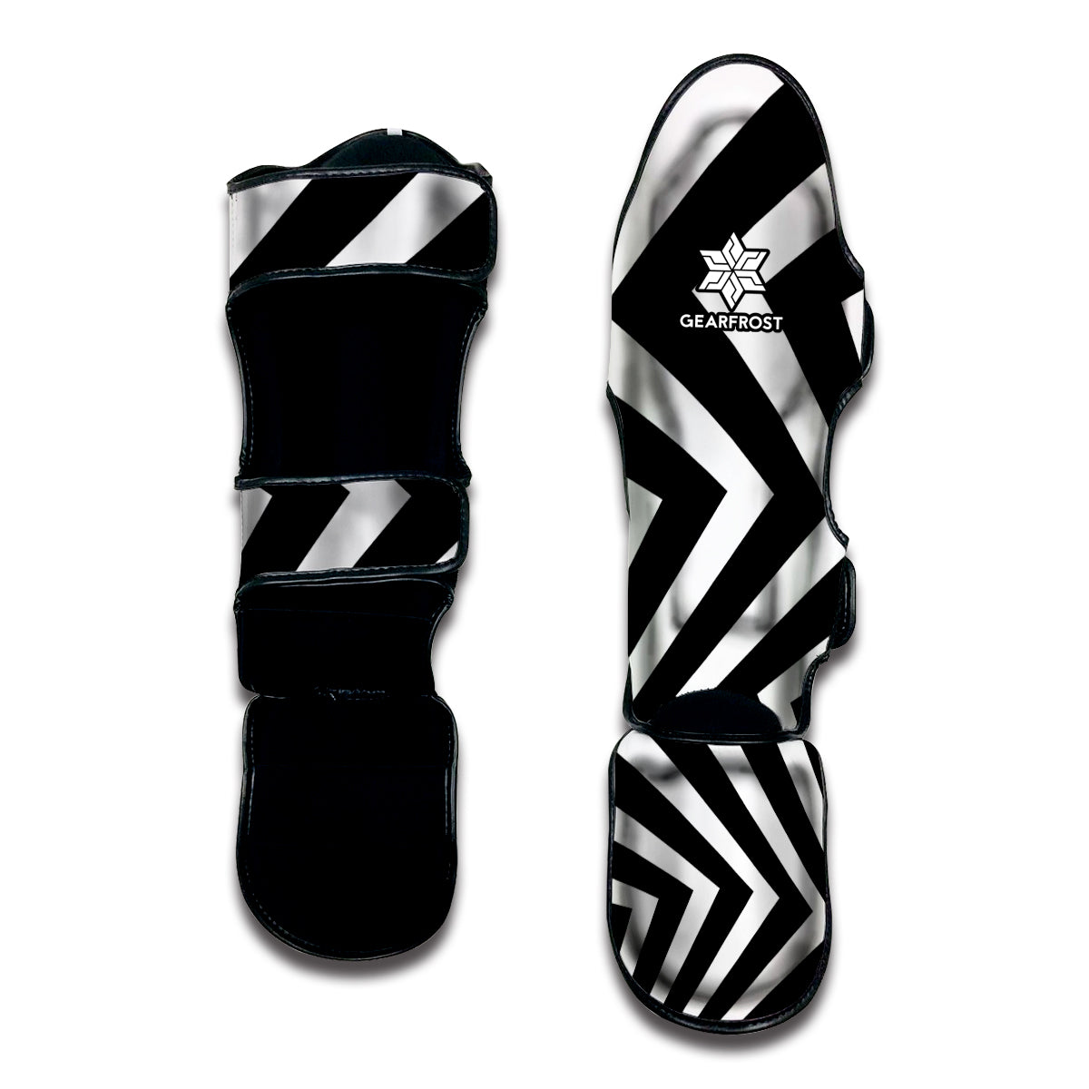 Black And White Zigzag Dazzle Print Muay Thai Shin Guard