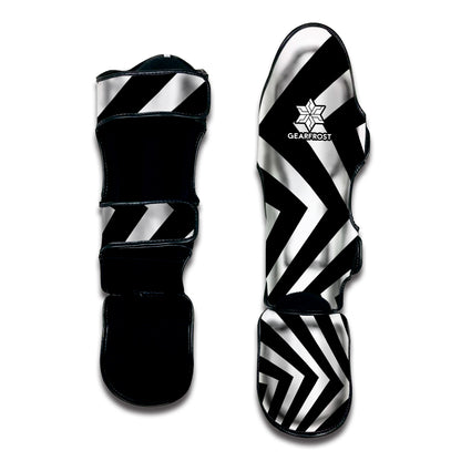 Black And White Zigzag Dazzle Print Muay Thai Shin Guard