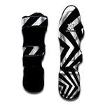 Black And White Zigzag Dazzle Print Muay Thai Shin Guard
