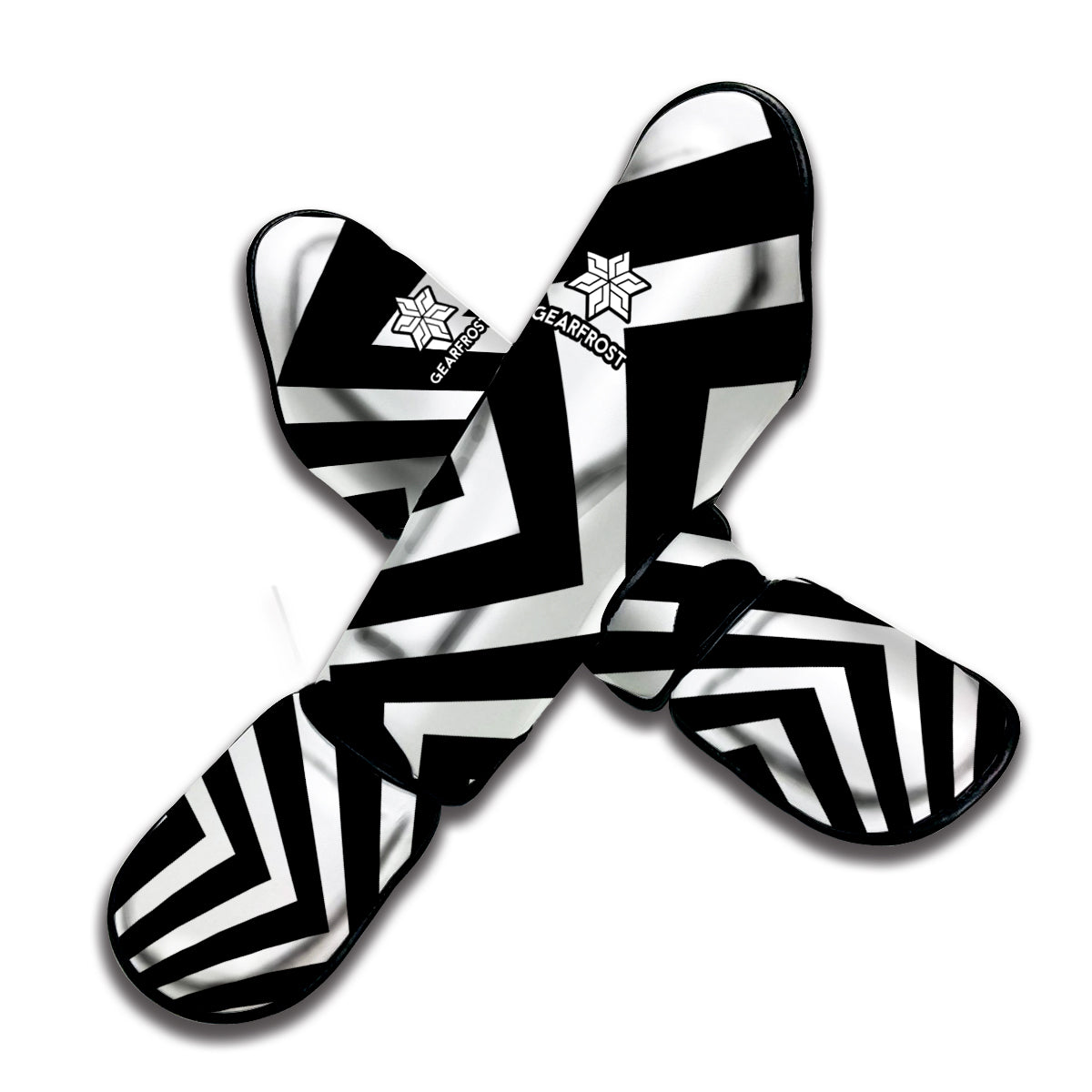 Black And White Zigzag Dazzle Print Muay Thai Shin Guard