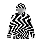 Black And White Zigzag Dazzle Print Pullover Hoodie