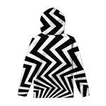 Black And White Zigzag Dazzle Print Pullover Hoodie