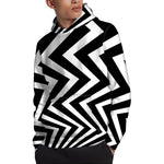 Black And White Zigzag Dazzle Print Pullover Hoodie