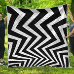 Black And White Zigzag Dazzle Print Quilt
