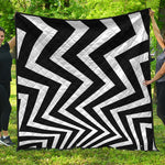 Black And White Zigzag Dazzle Print Quilt