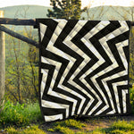 Black And White Zigzag Dazzle Print Quilt