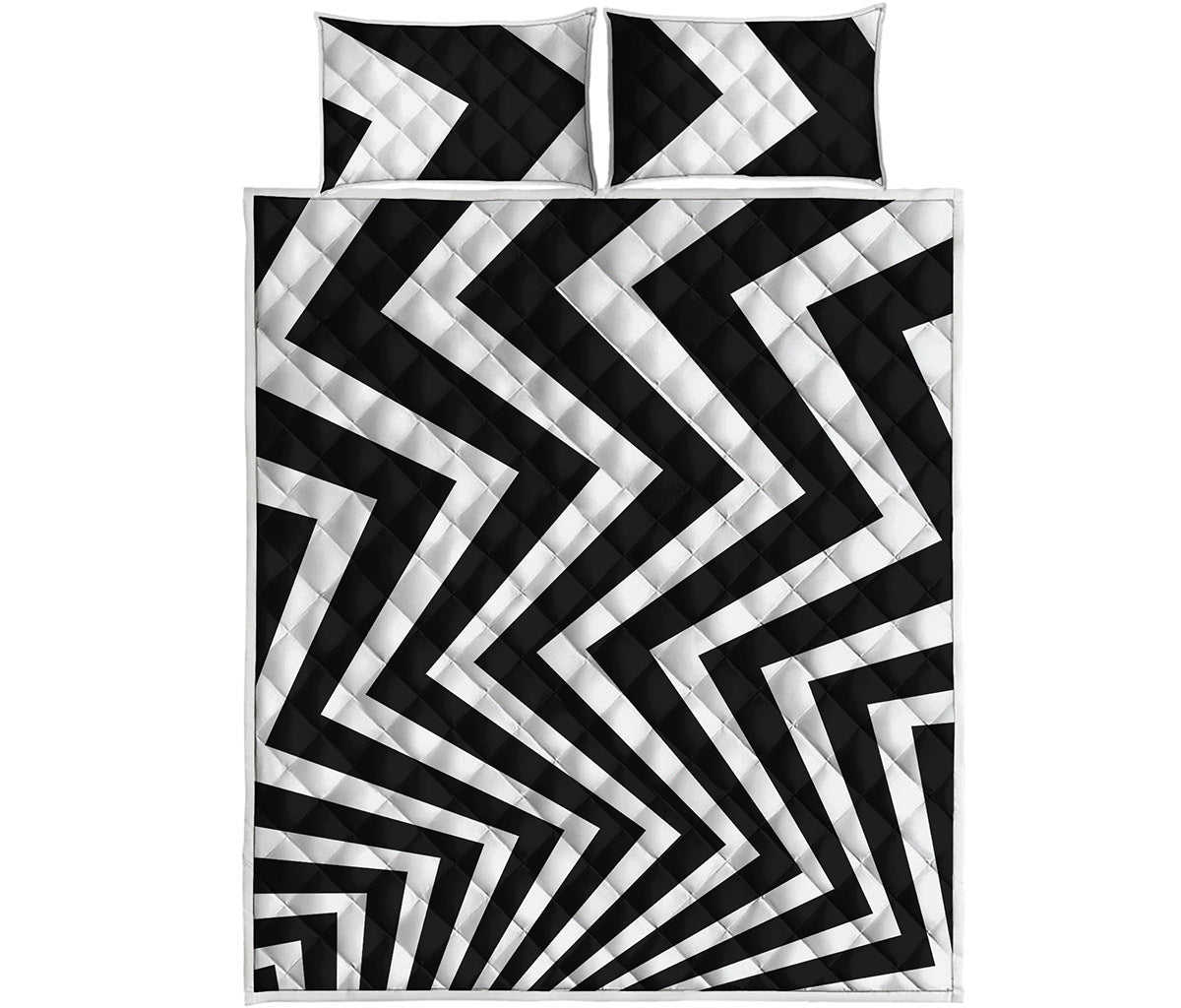 Black And White Zigzag Dazzle Print Quilt Bed Set