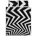 Black And White Zigzag Dazzle Print Quilt Bed Set