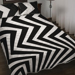 Black And White Zigzag Dazzle Print Quilt Bed Set