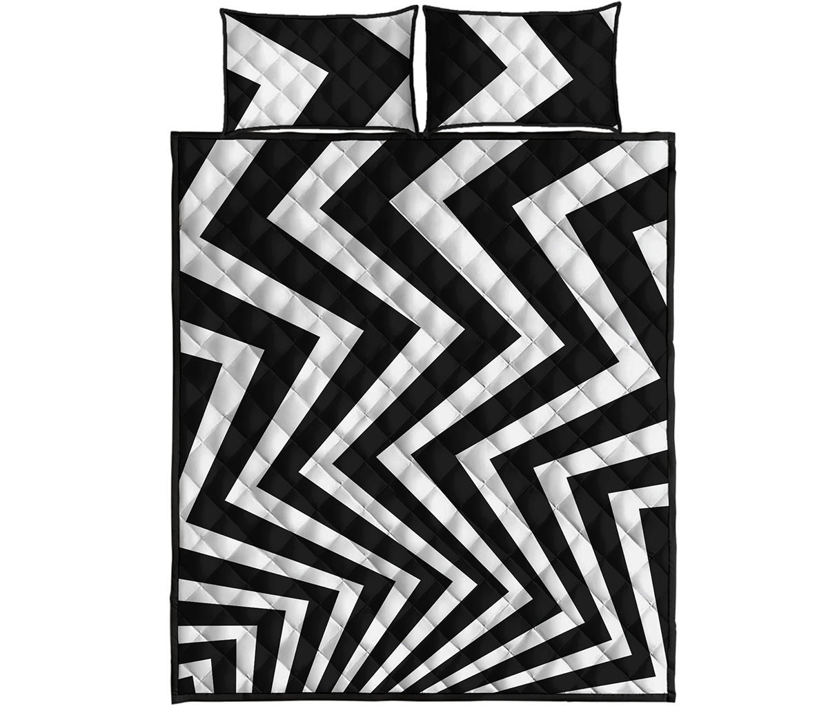 Black And White Zigzag Dazzle Print Quilt Bed Set