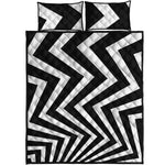 Black And White Zigzag Dazzle Print Quilt Bed Set
