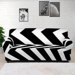 Black And White Zigzag Dazzle Print Sofa Cover