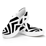 Black And White Zigzag Dazzle Print White Slip On Shoes