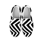 Black And White Zigzag Dazzle Print White Slip On Shoes