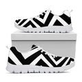 Black And White Zigzag Dazzle Print White Running Shoes