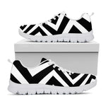 Black And White Zigzag Dazzle Print White Sneakers