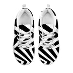Black And White Zigzag Dazzle Print White Sneakers