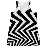 Black And White Zigzag Dazzle Print Women's Racerback Tank Top