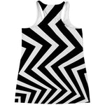 Black And White Zigzag Dazzle Print Women's Racerback Tank Top