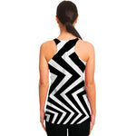 Black And White Zigzag Dazzle Print Women's Racerback Tank Top