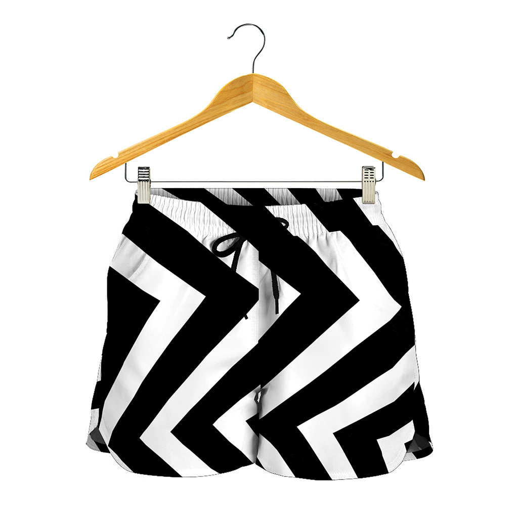 Black And White Zigzag Dazzle Print Women's Shorts