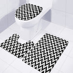 Black And White Zigzag Pattern Print 3 Piece Bath Mat Set