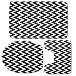 Black And White Zigzag Pattern Print 3 Piece Bath Mat Set