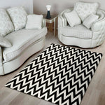 Black And White Zigzag Pattern Print Area Rug