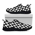 Black And White Zigzag Pattern Print Black Running Shoes