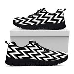 Black And White Zigzag Pattern Print Black Sneakers