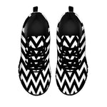 Black And White Zigzag Pattern Print Black Sneakers