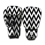 Black And White Zigzag Pattern Print Boxing Gloves