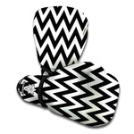 Black And White Zigzag Pattern Print Boxing Gloves