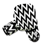 Black And White Zigzag Pattern Print Boxing Gloves