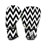 Black And White Zigzag Pattern Print Boxing Gloves