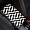 Black And White Zigzag Pattern Print Car Center Console Cover