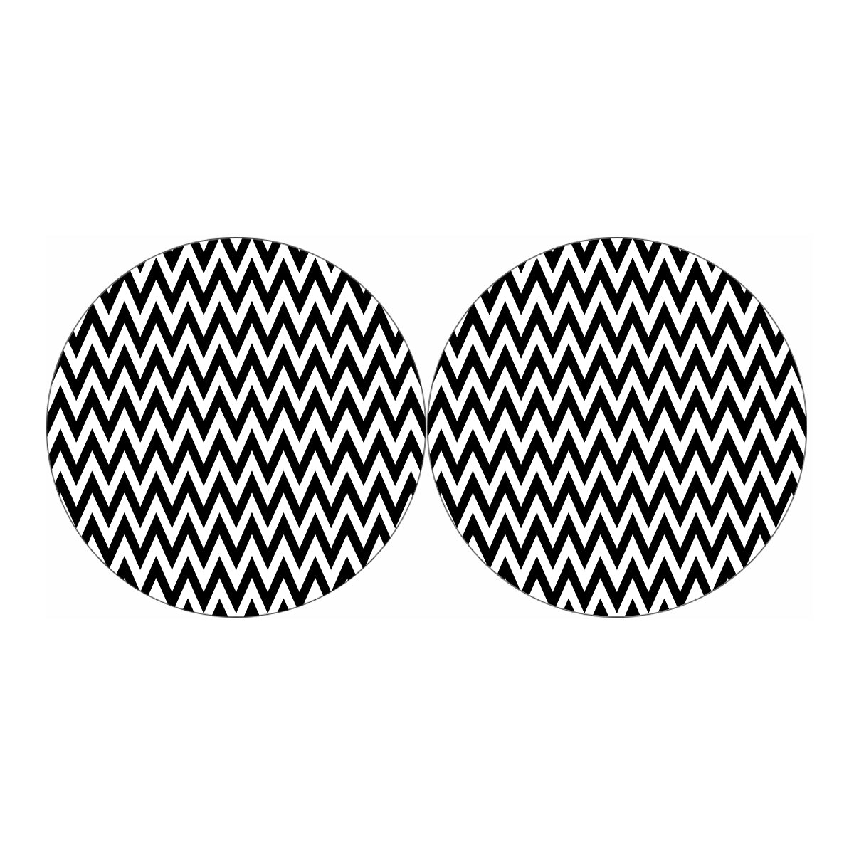 Black And White Zigzag Pattern Print Car Coasters