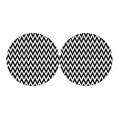 Black And White Zigzag Pattern Print Car Coasters