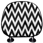 Black And White Zigzag Pattern Print Car Headrest Covers