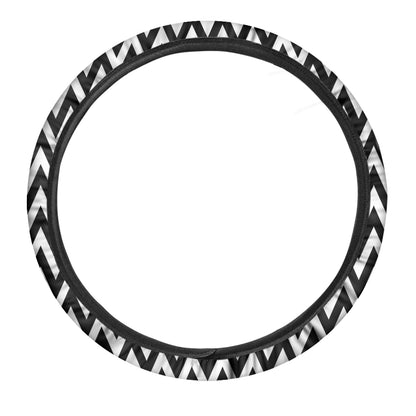Black And White Zigzag Pattern Print Car Steering Wheel Cover